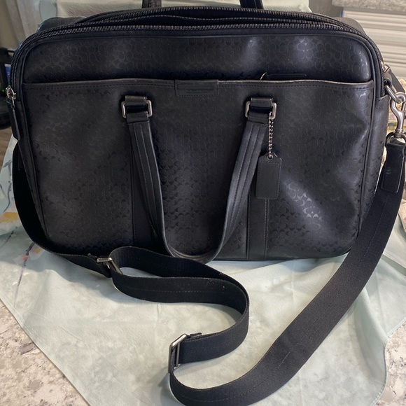 Coach Heritage Signature Embossed Commuter Bag F70766, Laptop-Compatible, Black - Picture 1 of 11